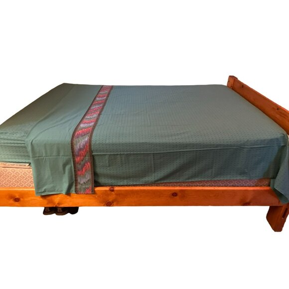 Vintage Full Size Sheet Set Used 2 Piece Blues Greens Purples - Picture 13 of 16